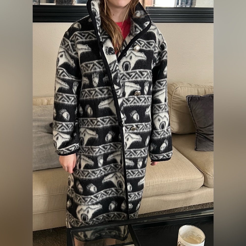Rare Onarheim Boe Legacy Full Length Reversible Bear Wool Blanket Coat